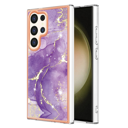 Samsung Galaxy S24 Ultra 5G Electroplating Marble Dual-side IMD Phone Case - Purple 002
